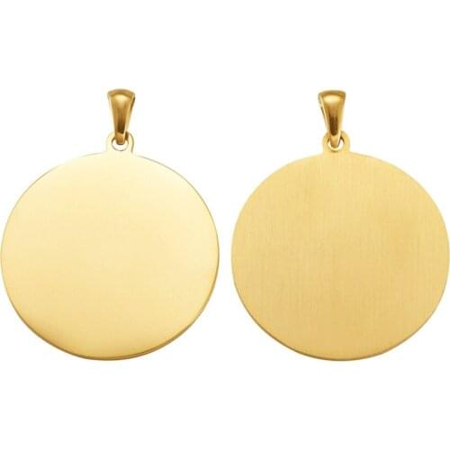 10pcs 33x30x1mm Hot 304 Stainless Steel Dangle Metal Pendants for Necklace Jewelry Making Blank Stamping Tag, Flat Round, Golden