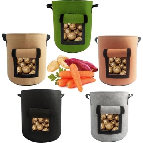 4/7/10 Gallon Potato Plant Grow Bags Garden Tomato Vertical Growing Bag Vegetable Planter Pot with Handle Window Seedling Bag