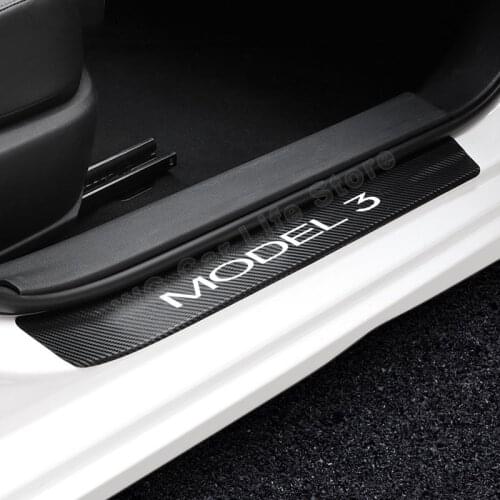 For Tesla Model 3 Car Door Sill Sticker Car Stickers and Decals Auto Accessories 4pcs