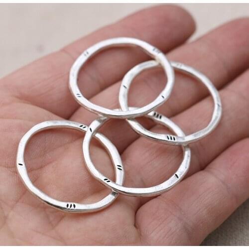6pcs Silver Plated Round Circle Charm Pendant for Jewelry Making Necklace Earrings DIY Accessories Handmade Craft