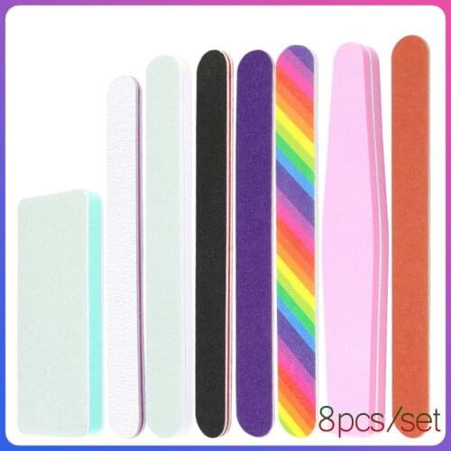 8pcs Nail File Buffer Set Baf for Nail Art Files Lime Professional Polisher Sponge Care Buff Buf All for Manicure 100 180 240