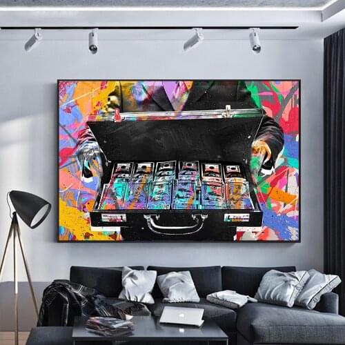 Abstract Money Graffiti Art Posters And Prints Street Art Canvas Paintings On the Wall Inspirational Art Pictures Home Decor