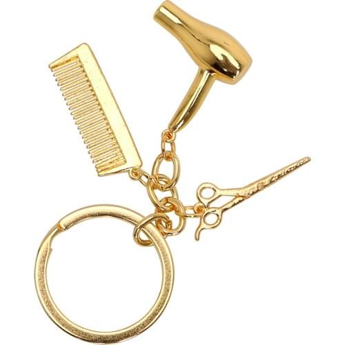 LEEPEE Keyring Comb Scissors Hair Dryer Hairdressers Gift Car-styling Car Key Rings Fashion Jewelry Keychains