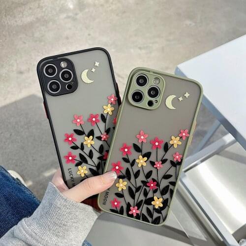 Elegant Flower Moon Case for iPhone 12 11 Pro Max 12 Mini X XS Max XR 8 7 6 6s Plus Hard Matte Back Cover