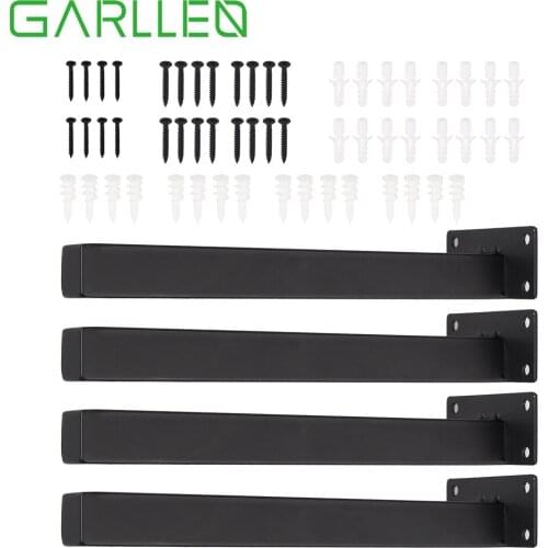 GARLLEN 4 pcs 10-inch Black Industrial Shelf Bracket Decorative Heavy-duty Iron Wall Shelf Bracket for Bathroom Kitchen Bedroom