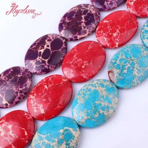 30x40mm Smooth Oval Beads Sea Sediment Stone Stone Beads For DIY Necklace Bracelats Earring Jewelry Making 15" Free Shipping