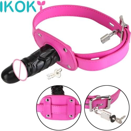 IKOKY Mouth Plug Open Mouth Gag SM Bondage Restraints For Couples Flirt Adult Games Sex Products Penis Gag Oral Dildo