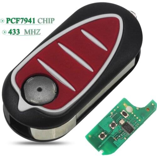 Bilchave 3 Buttons 433Mhz PCF7946 Chip Folding Flip Remote Control Key Control For Alfa Romeo Mito Giulietta Uncut Blade