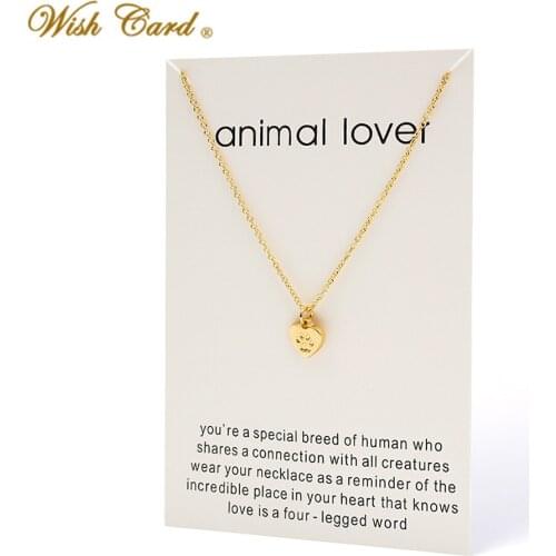 Wish Card Minimalist Lover Heart Charms Links Chains Necklaces Pendants For Women Statement Wish Card Jewelry Gift EY3509