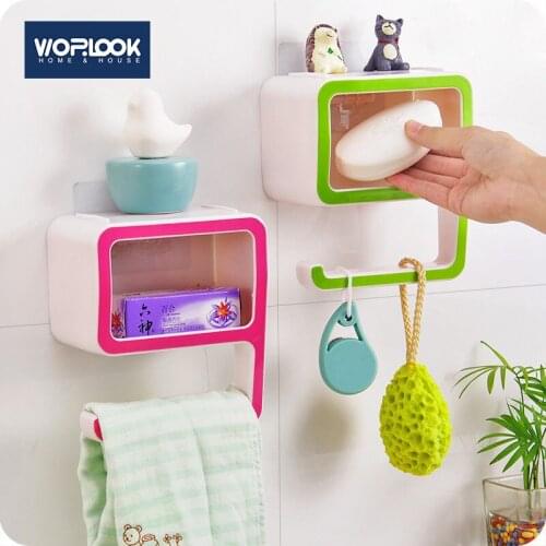 Creative Number 9 Plastic Soap Box Wall-mounted Storage Box Magic Seamless Stickers Box Bathroom Living Room Decoration Shelf