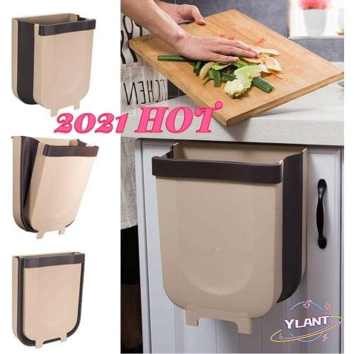 Milyydom Kitchen Folding Trash Can Plastic Recycle Bin Waste Bin Cabinet Door Hanging Dustbin Garbage Rubbish Bin Garbage Can