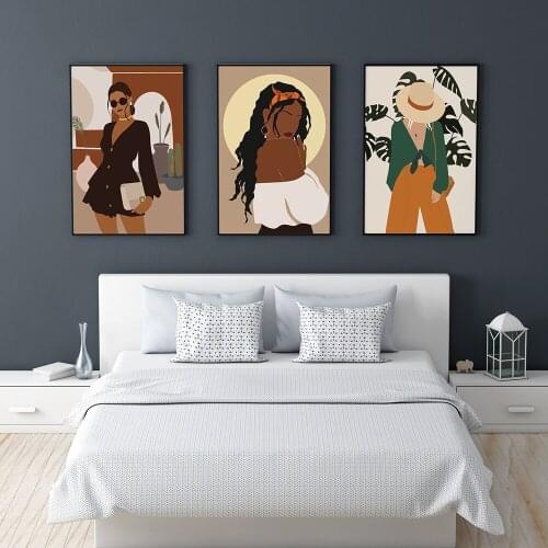 Boho Wall Decor Above Bed Art Terracotta Minimalist Drawing Art Painting Abstract Woman Portrait Poster Canvas Print Home Decor