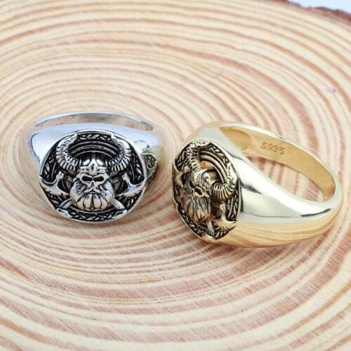 New Punk Viking Finger Rings Fashion Skull Ox Charm Unusual Jewelry Size 7-13 Mens Wedding Rock Party Gothic Accessories