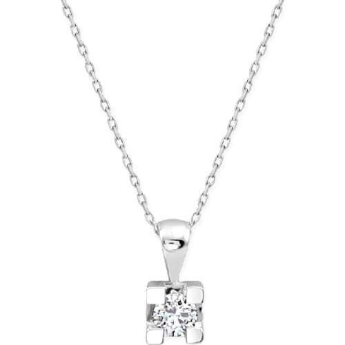 18K Gold Natural Diamond 0.05ct E-Fvs Solitaire Necklace WPN3311
