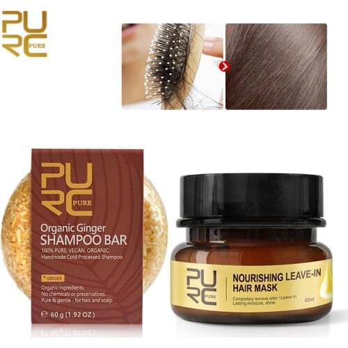 PURC Organic handmade Plant extract Ginger Shampoo Bar Prevent hair loss hair shampoo Vegan and Nourishing Leave-In Hair Mask