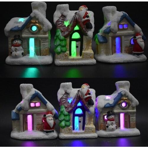Christmas Decoration Night Light Luminous Cottage with Lamps Dreamy European Style Mini House Decor Ornaments Props