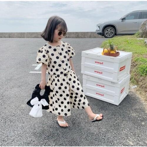Retail 2021 New Baby Girls Summer Fashion Dot Sets, Top+ Pants 3-7T