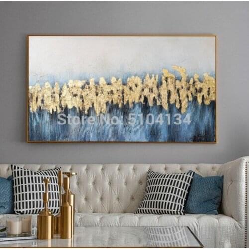 100% Hand Painted Gold Oil Painting On Canvas Paintings For Living Room Modern Abstract Wall Art decoration
