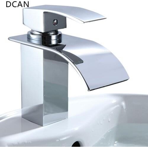 DCAN Bathroom Sink Faucets Waterfall Sink Faucet Chrome Single Handle Single Hole Hot & Cold Mixer Taps Widespread Basin Faucets