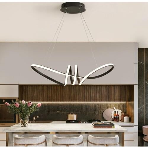 NEO Gleam AC90-260V modern led chandelier for dining room kitchen room bar shop Matte black/White Hanging Chandeliers Fixtures
