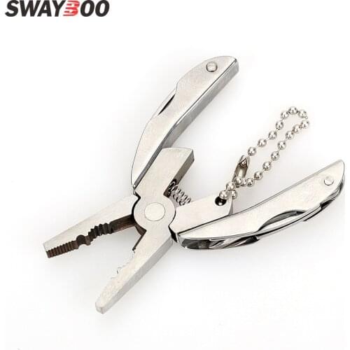 Swayboo Steel Portable Pocket Multi Functionnal Tools Set Mini Foldaway Keychain Pliers Knife Screwdriver with Nylon bag