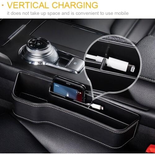 Car seat gap multifunctional storage box 2021 leather car storage bag general large-volume non-slip car front seat gap storage b