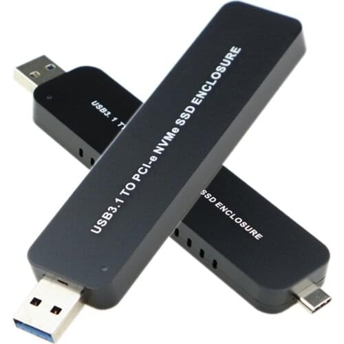 USB 3.1 Gen2 10Gbps PCI-E M2 NVMe M-Key USB A Type C External SSD Enclosure Case Support NVMe PCIe SSD 2280 2260 2242