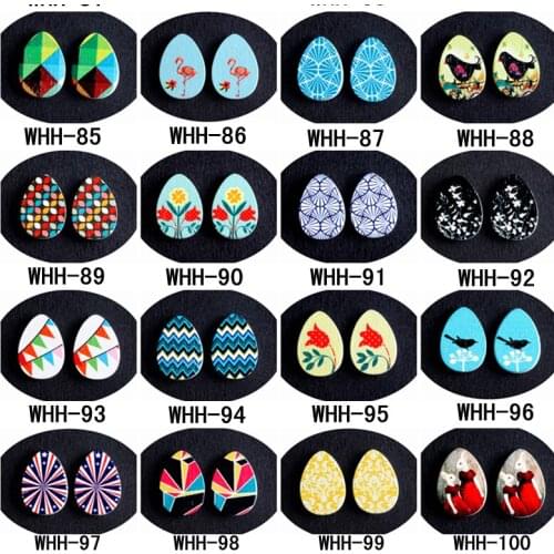 WHH85-100)20PCS 13x18mm Tear Drop Shape Photo image printing Painted Wood Laser Cut Cabochon DIY Rings Earring Brooch Necklace