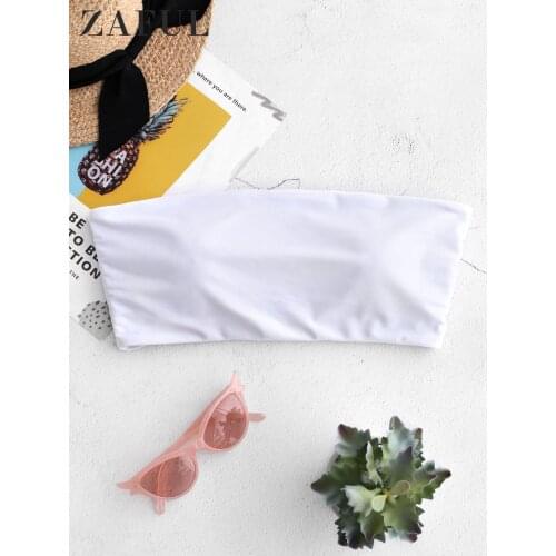 ZAFUL Boning Side Padded Bandeau Bikini Top Women Strapless Swimsuit Bralette Summer Sexy Female Beachwear Swimming top