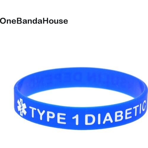 1PC TYPE 1 DIABETIC INSULIN DEPENDENT Capital Letter Silicone Bracelet Adult Size