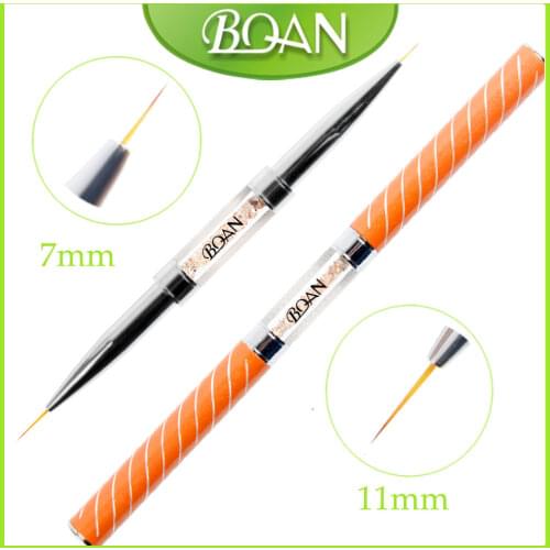 BQAN 10PCS Double Head Crystal Handle 7mm&11mm Drawing Brush Liner Brush Painting Pen Gel Polish Crystal Nail Art Manicure Tools