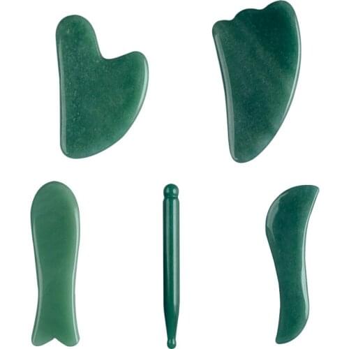100% Natural Green Aventurine Jade Massage Guasha Board Natural Crystal Stone Gouache Scraper Face Massager Anti Wrinkle Tools
