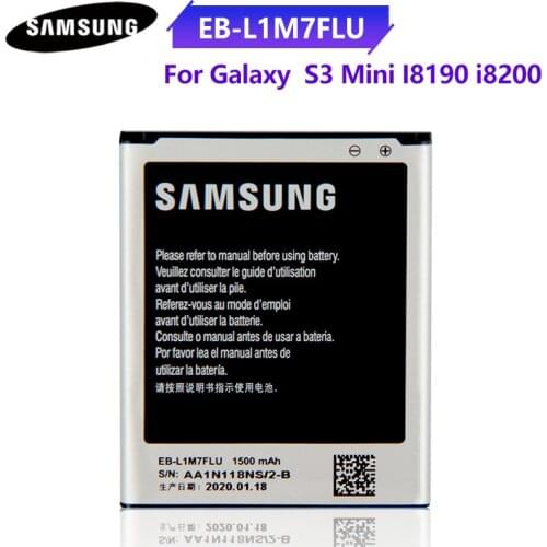 100% Original Phone Battery EB-L1M7FLU For Samsung Galaxy S3Mini S3 Mini I8190 I8190N i8200 Replacement Battery 1500mAh