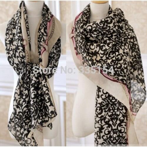 2015 Autumn Winter Vintage Floral Scarf Women Floral Pashimina Scarf Twill Cotton Scarf 4Colors 10pcs/lot