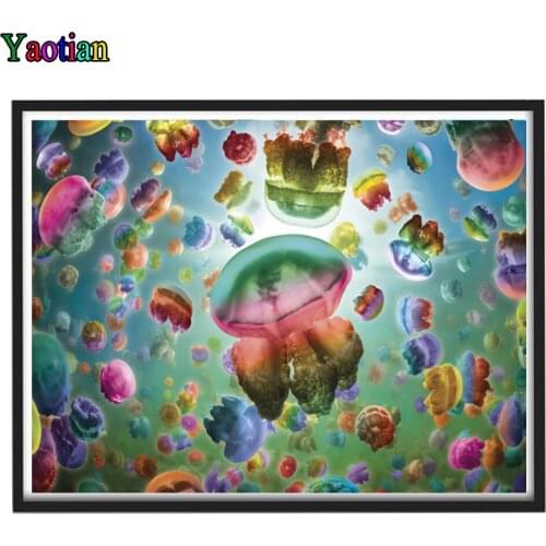 5D Full Drill Diamond Painting Jellyfish marine life Pictures Rhinestones Diamond Embroidery Cross Stitch Kits Mosaic Handcraft