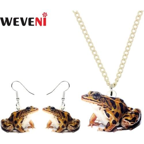 WEVENI Acrylic Jewelry Sets Funny Original Wild Frog Necklace Earrings Drop Unique Design Jewelry For Women Girls Charm Gift