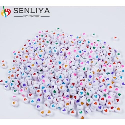 4*7mm Alphabet Beads Acrylic Beads for Jewelry Making DIY Accessories 100/200/300/500Pcs Mixed Heart Round Letter Beads