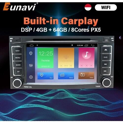 Eunavi DSP 2 Din Android 10 Car DVD Player GPS For VW/Volkswagen/Touareg/Transporter T5 2004-2011 Car Multimedia Radio 8 Core