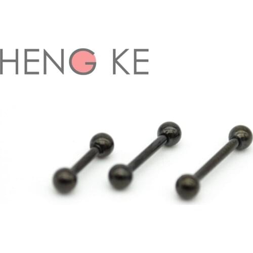 Black Straight Barbell Tongue Bar Rings 316L Surgical Steel Body Piercing Jewelry Ear Stud Nipple Tragus 6mm 8mm 10mm 12mm