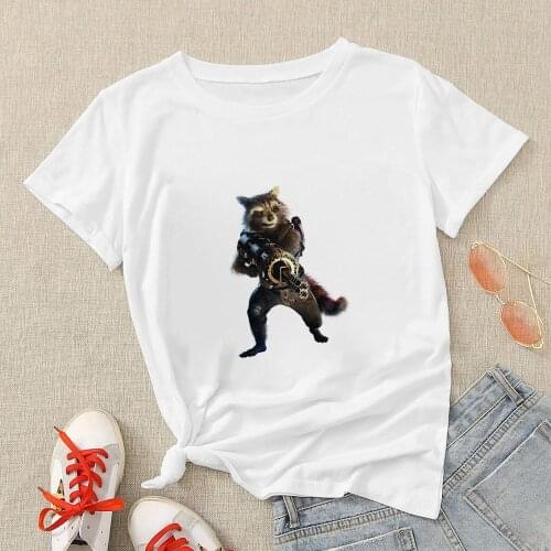 Marvel Rocket Raccoon T Shirt Funny Superhero Women Shirt Russia Pop Tops Fashion Street Style Unisex Clothes Urban Dropshipping