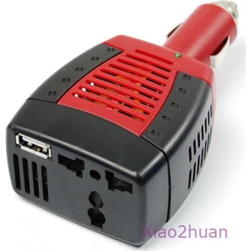 Hot 1pcs New Car DC 12V to AC 220V 75W Power Inverter Adapter USB 5V