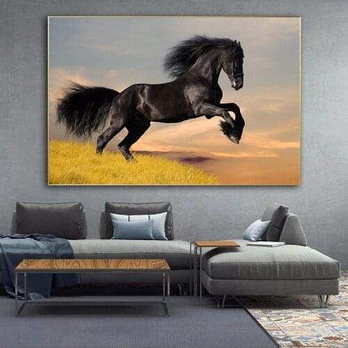 Happy Horse Canvas Art Animal Painting Wall Art Posters and Printed Wall Pictures Living Room Home Decoration