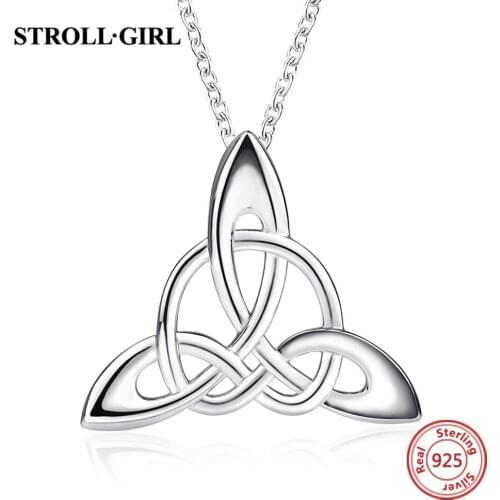 Irish Celtics Knot Pendant Chain Trinity Symbol Talisman Sign Necklace for Women 925 Sterling Silver Fine Jewelry Christmas Gift