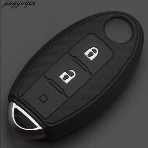 Jingyuqin For Nissan X-Trail 370Z Cube Micra Qashqai Juke Leaf Tiida Cube Quest Versa 2/3 Buttons Carbon Silicone Car Key Case