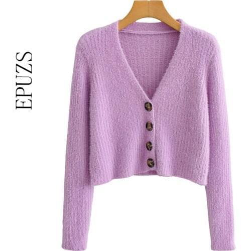 Sexy V-Neck cute Cardigan women Slim Long Sleeve Mohair white Cardigan Sweater autumn Sweet Chic kntted sweater 2020