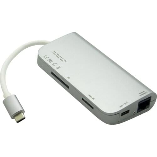 5pcs/lot 8 in 1 USB 3.0 Hub Type C to Lan Card Gigabit Ethernet Adapter 4K HDMI SD Micro SD Card Reader Type C HUB for Macbook