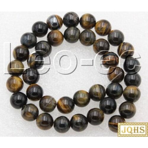 Natural 10mm round yellow Tiger Eye Stone Loose Beads for Jewelry Making Strand 15" v1643