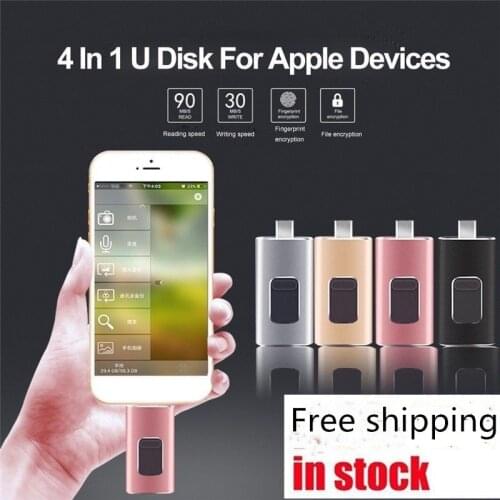 Hot! OTG USB Flash Drive 16G/32G/64G/128G/256G 4in1 for For iOS iPhone6S 7Plus8 X Android Type-C Pendrive Multi-Func