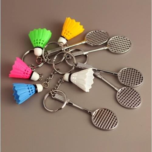 Mini Badminton Racket Balls Sports Keychain DIY Handmade Key Chains Car Bag Pendant Charm Keyring Jewelry