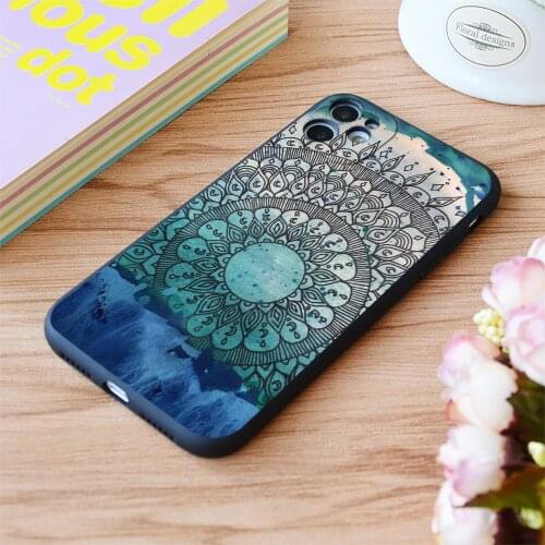 For iPhone Ocean Mandala Print Soft Matt Apple iPhone Case 6 7 8 11 12 Plus Pro X XR XS MAX SE